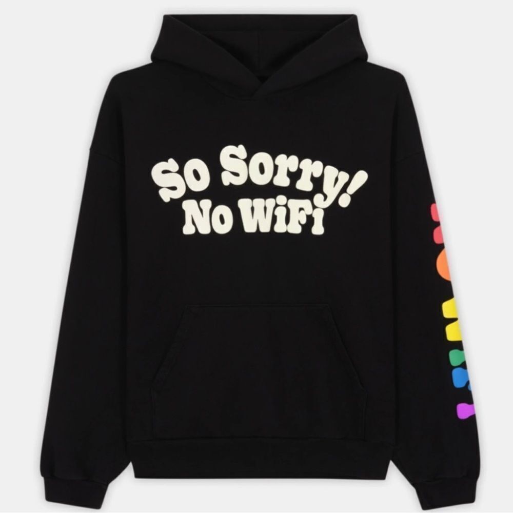 Madhappy Unisex Fleece Hoodie So Sorry! No WiFi Black Medium NEW